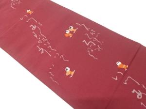 唐子に文字模様織り出し　袋帯